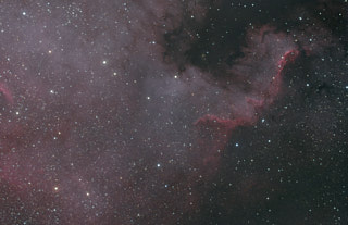 A portion of the North America nebula in the constellation Cygnus.