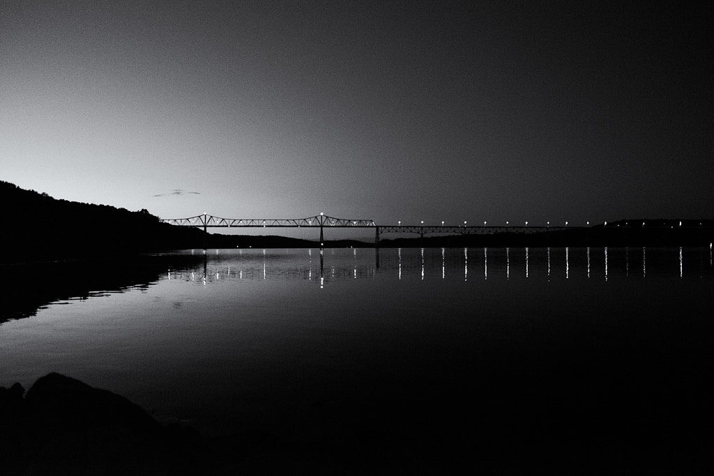 The Rip Van Winkle bridge after sunset