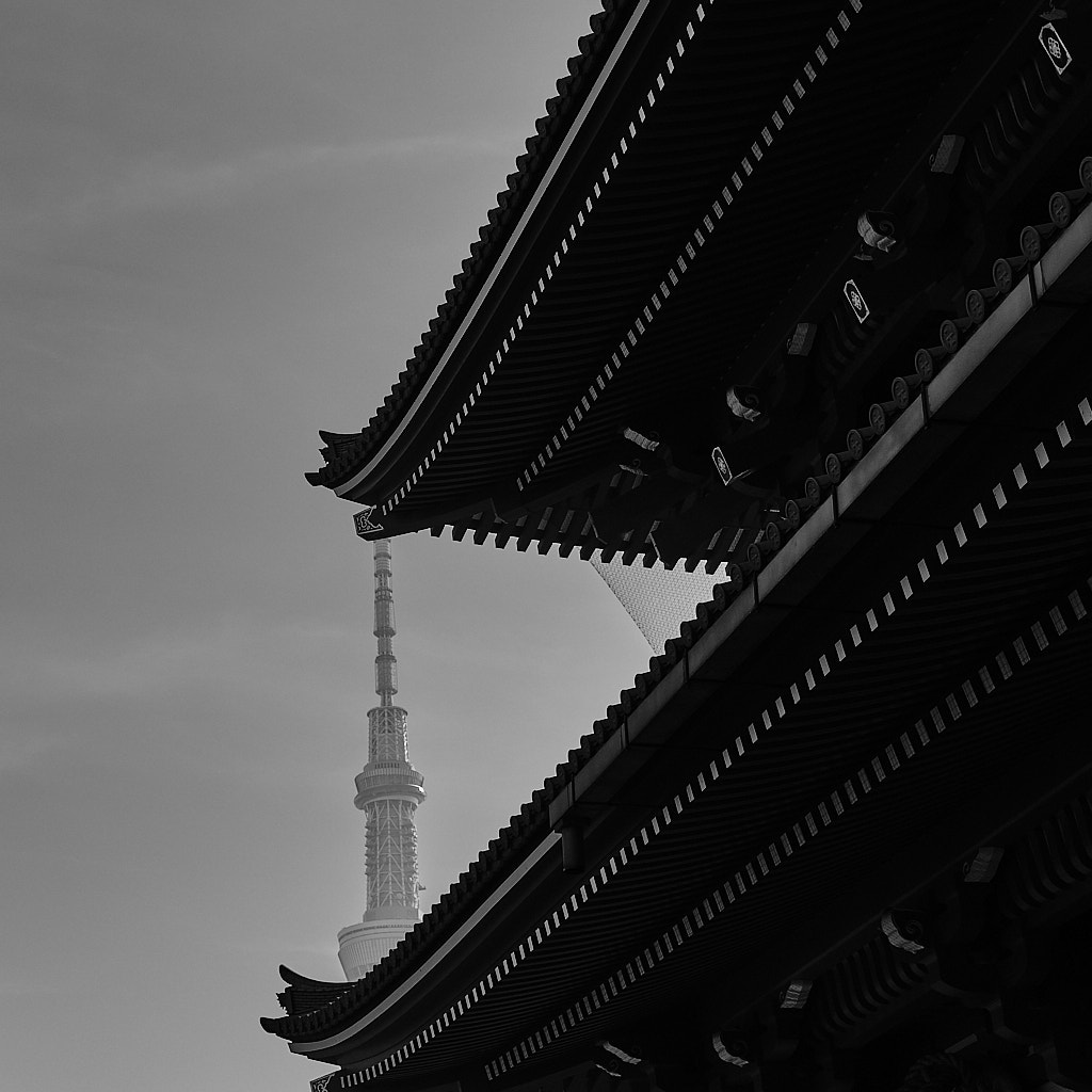 Juxtaposition of classic and modern at Sensō-ji
