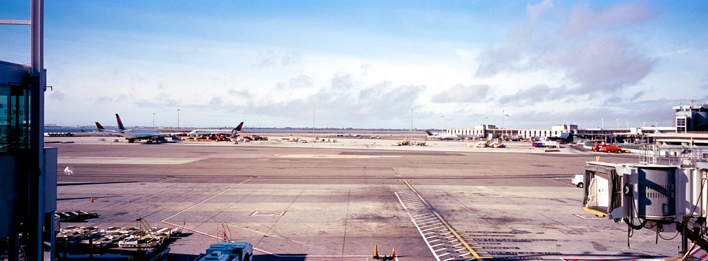 Through the terminal window at JFK Airport